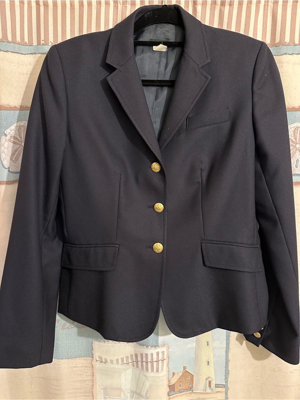J. Crew Women's Dark Navy Blazer with Gold Buttons